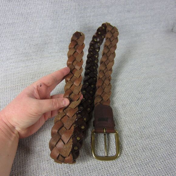Fossil Belt Womens Medium Brown Genuine Leather Braided Studded Western Boho - Picture 5 of 16